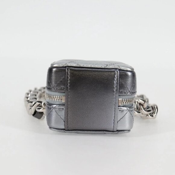 CHANEL Matelasse Chain Shoulder Bag Lamb Skin Silver CC Auth MX038AM - Picture 7 of 16